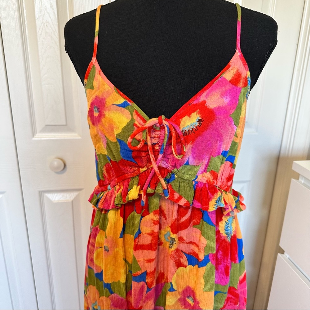 Billabong Rebel Heart Floral Spaghetti Strap Midi Dress V-Neck Women’s Size XXL - Picture 4 of 12